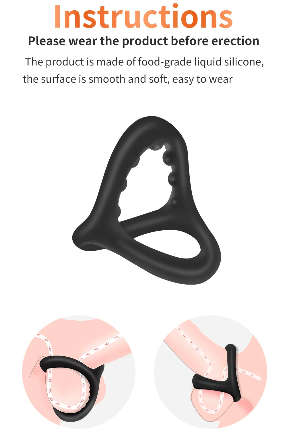 🍑SALE 50% OFF🍆Triangular Silicone Penis Ring with Massage Beads 🍆